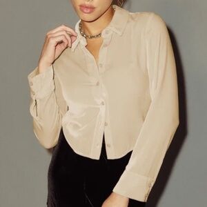 Reformation Cam Velvet Top Almond - Size XS